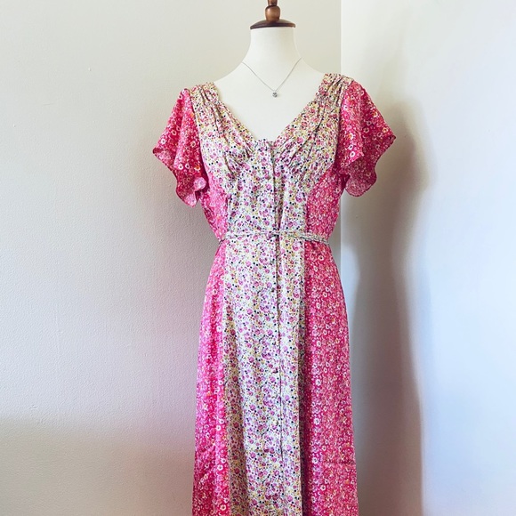 Cinq à Sept Jessica Floral Stripe Midi Dre… - Picture 2 of 10